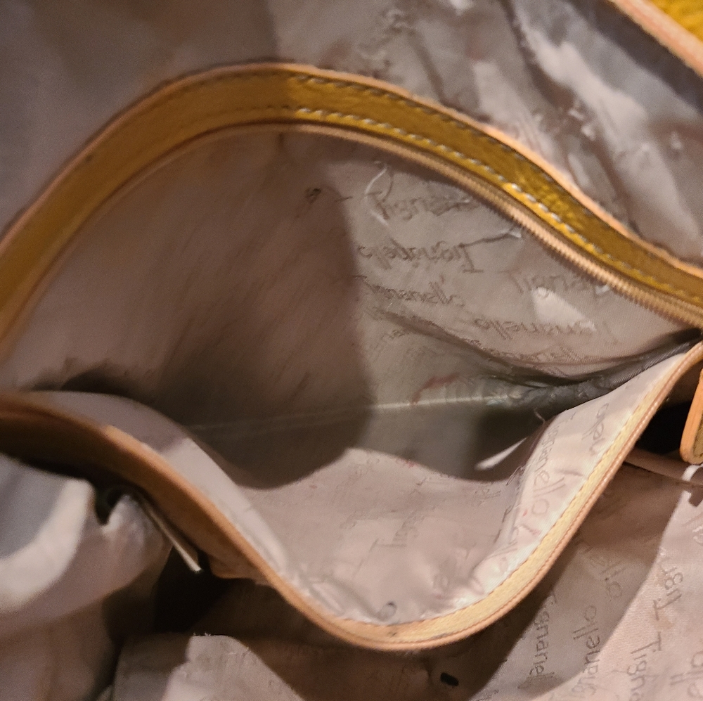Tignanello Mustard Yellow and Brown Leather Purse/Shoulder Bag Multi Conpartment - Picture 14 of 14